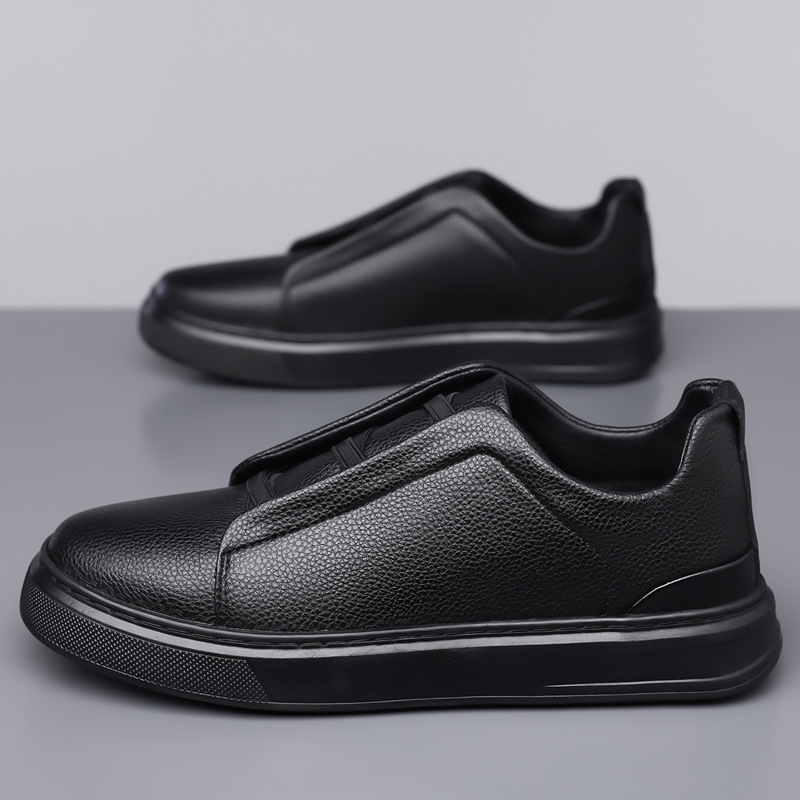 British new men's leather shoes bean shoes a slip-on set feet lazy shoes soft sole soft short casual