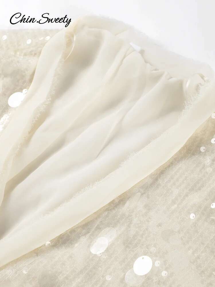 hoodie Elegant Lace Up Sequins Coat Women Shining V Neck Long Sleeves Loose Jacket 2025 Spring Summer Lady High Street Cardigan Tops jacket