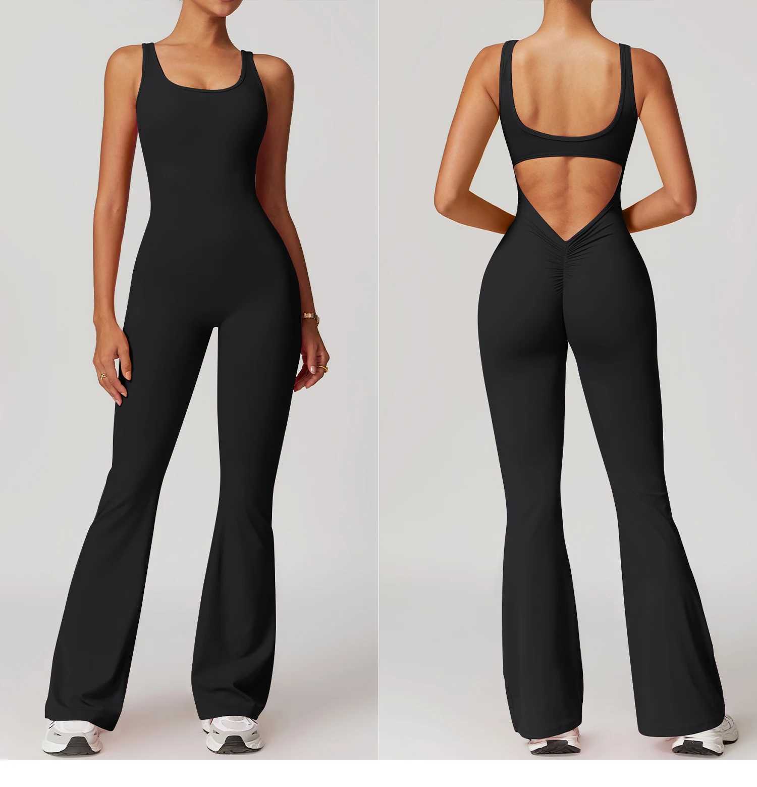 Women Bodysuits Fitness Sports Solid color high-intensity tight fitting sport back jumpsuit yoga suit running fitness suitXJ250322