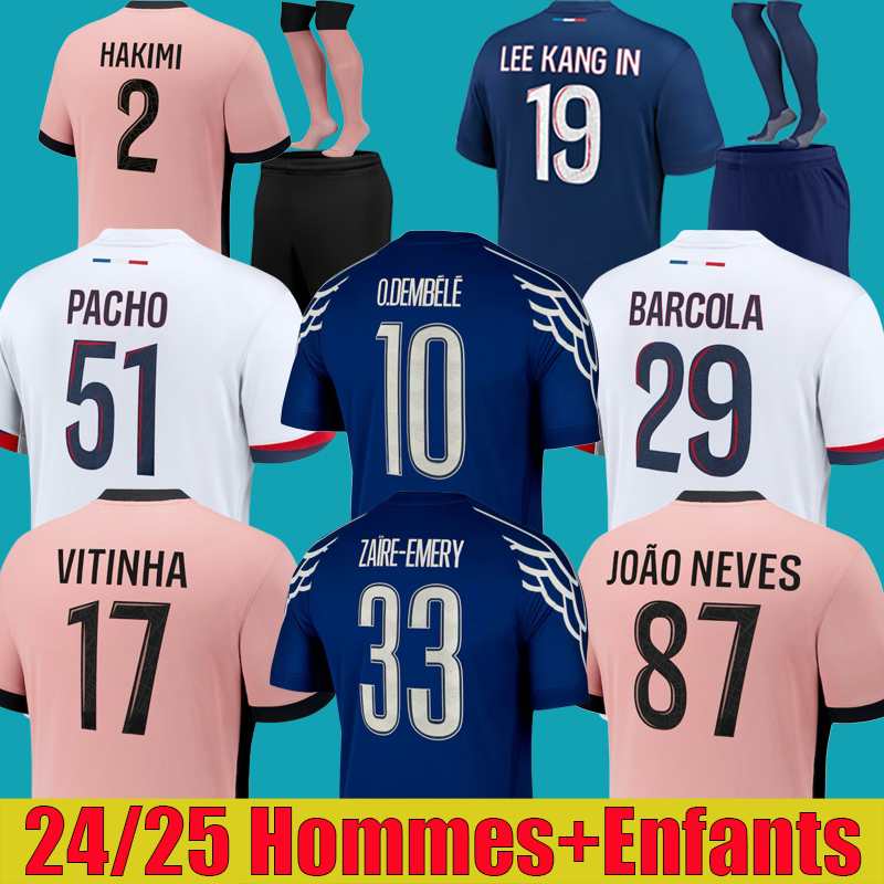 24 25 soccer jerseys KOLO MUANI Neves ARSENSIO maillots de foot GONCALO RAMOS BARCOLA 2024 2025 football shirt HAKIMI Camiseta futbol