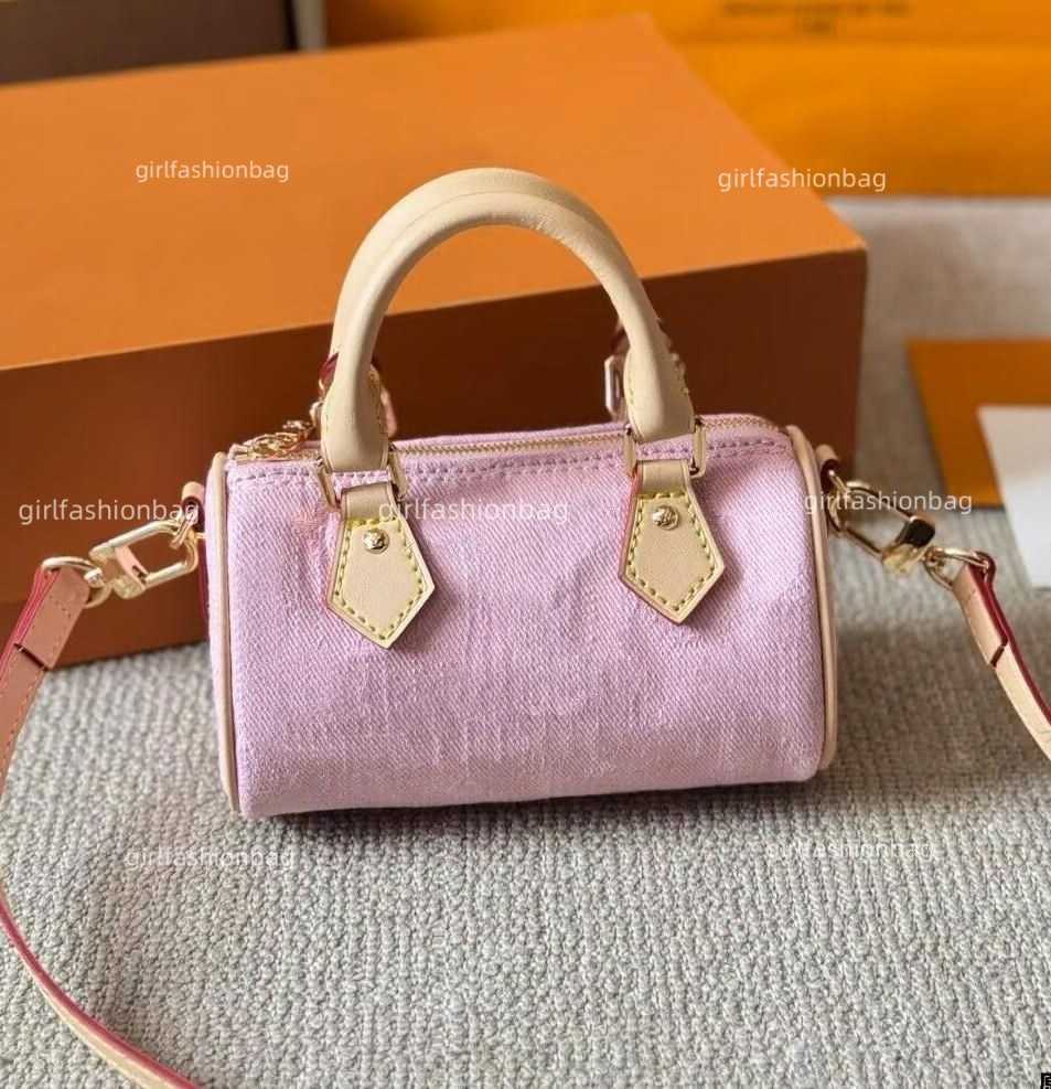 10A luxury totes designer pink denim bag handbags high quality underarm bag shoulder nano 16cm bag women mini bag purse crossbody cherry bags designer jean 0ZHN
