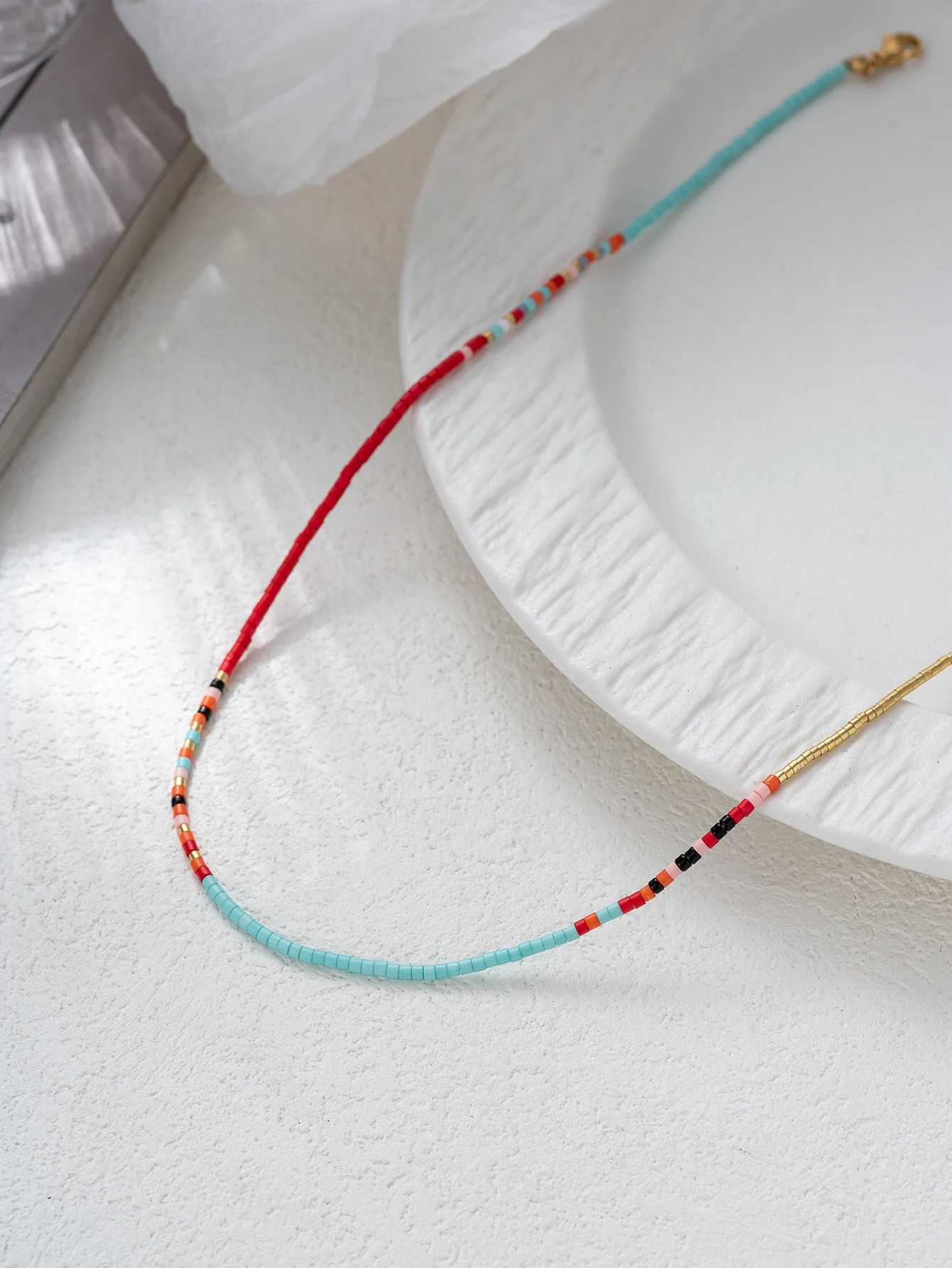 Bohemian fashion womens colorful handmade R bead necklace party jewelryXJ250322