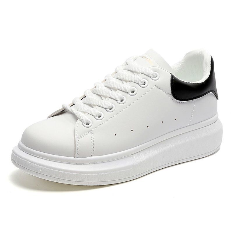 White shoes for men and women, made of PU leather same style high version all-match shoes New style in 2025 thick-soled height-increasing sneakers laz