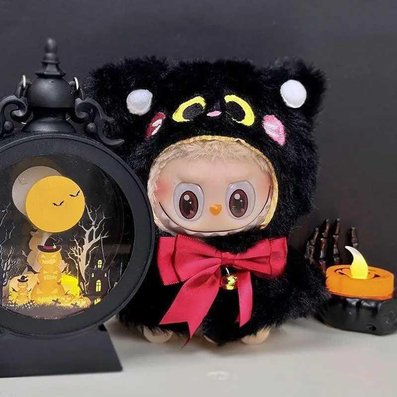 For labubu Halloween pumpkin doll costume cute black cat vinyl doll dress up clothes without dolls Z250322