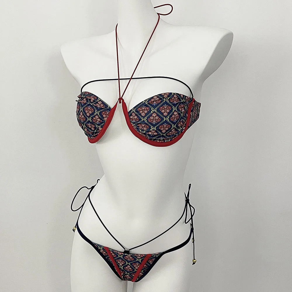 Bikini Set Print Floral 2025 Selling Bathing Suit Summer Sexy Bikini Casual Bathing Suit Women Fashion Micro Bikini Lace 250317