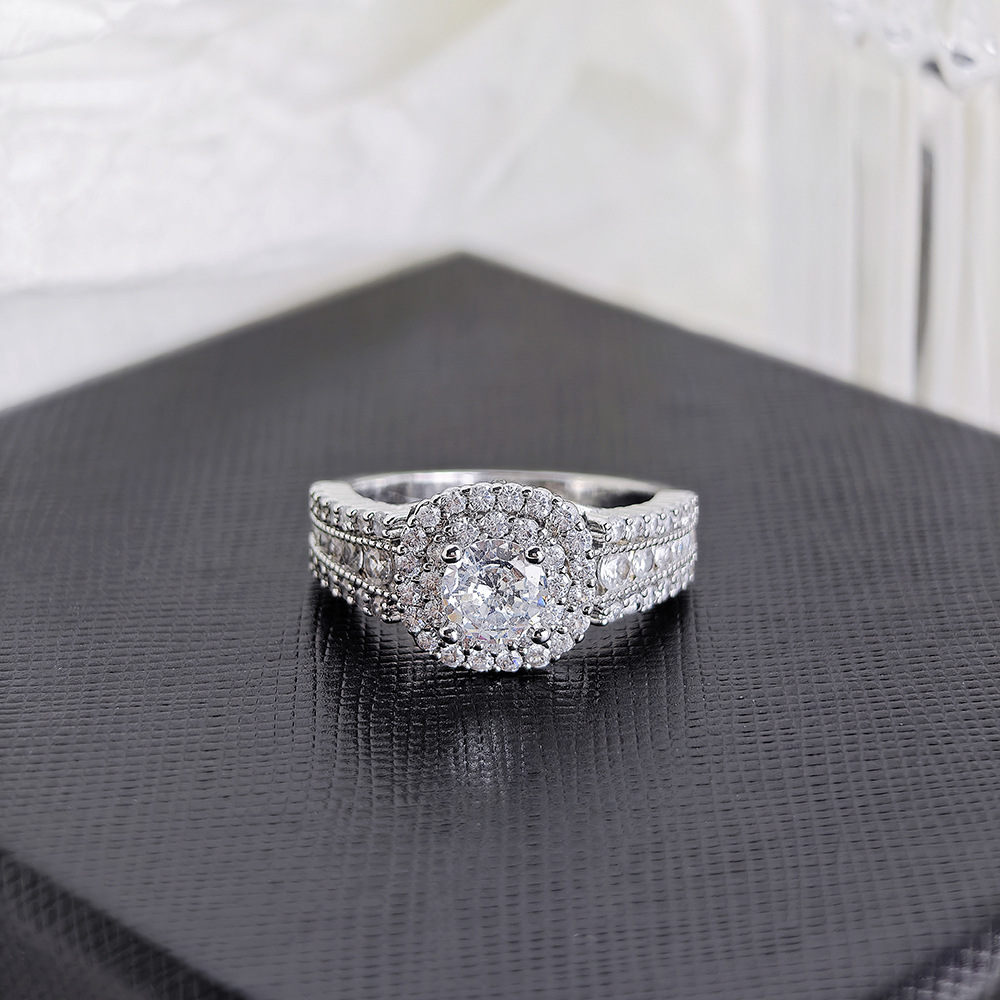 Cluster Rings White Gold Color Moissanite Ring For Women Square Anillos Bizuteria Wedding Bague Gemstone Diamond Jewelry Cluster