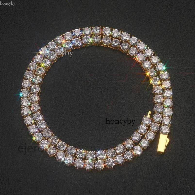 High Quality Moissanite Iced Out Tennis Chain Men Pass VVS1 Dia Test Gold Sier Chokers Necklaces Party Gift For Women