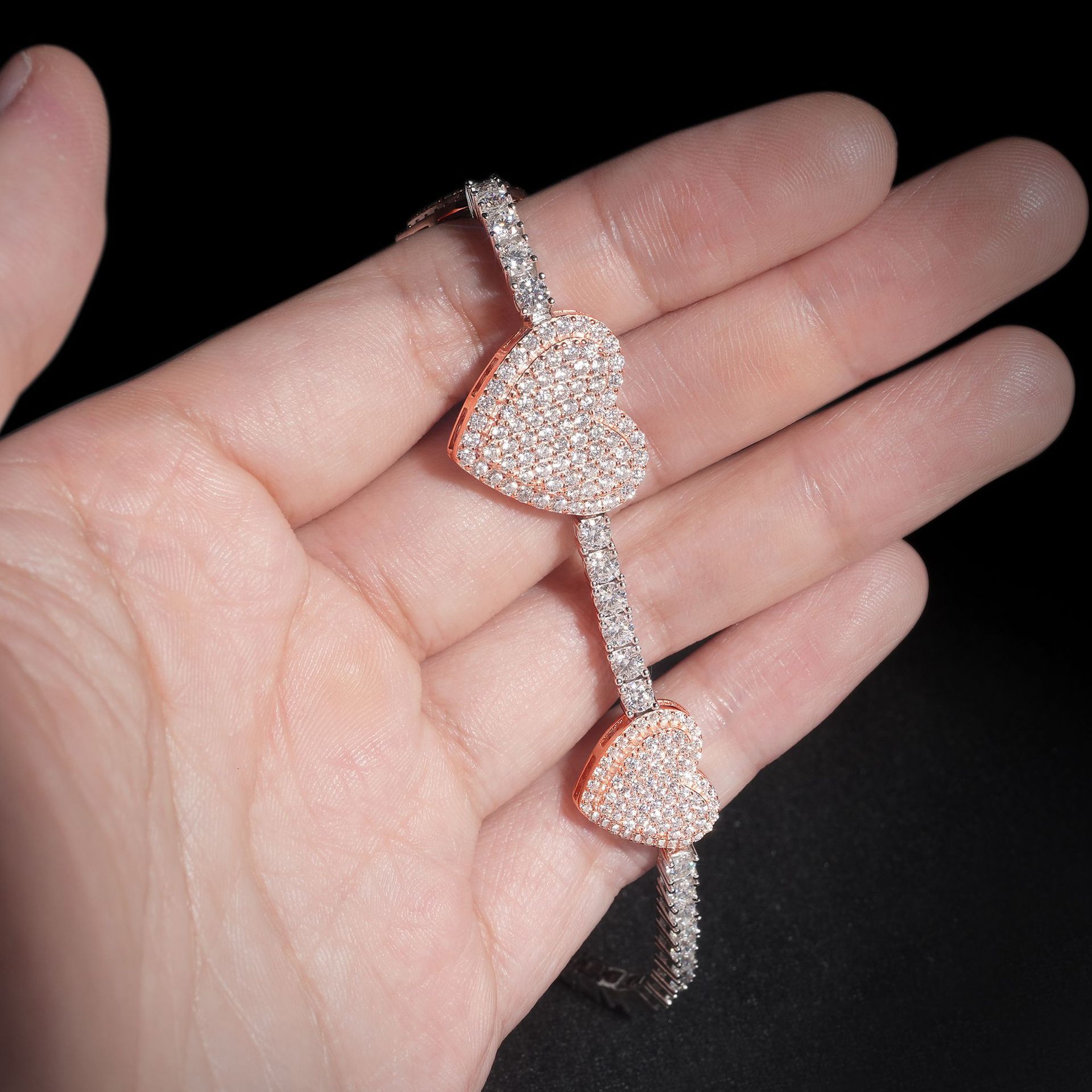 New fashion item 925 silver moissanite size heart-shaped unisex tennis chain bracelet necklace