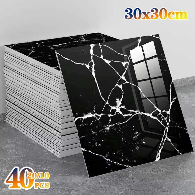 102040 pieces of simulated thick marble tile wall stickers PVC waterproof selfadhesive living room bathroom kitchen household floor 250318