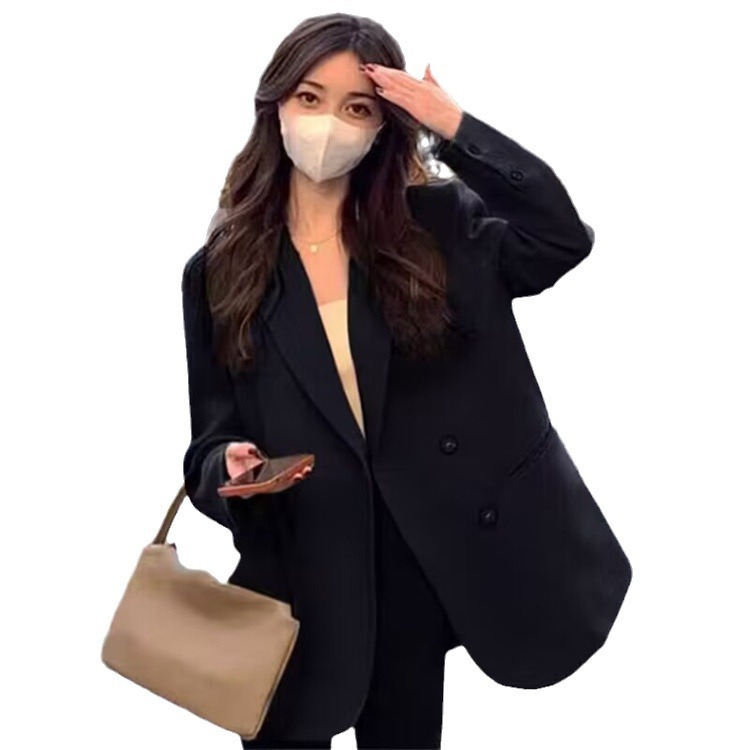 H3201Stylish Women's Petite Suit Jacket - Comfortable Loose Design for Spring and Autumn Seasons