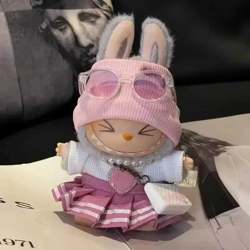 Mini Doll Clothes Outfit Accessories For 15-17cm Labubu V1 V2 V3Labubu Uniform Set Outfit Skirt and Sweater Sunglasses Clothing Z250322