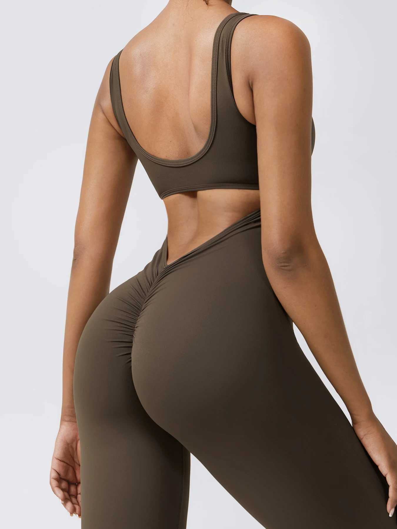 Women Bodysuits Fitness Sports Solid color high-intensity tight fitting sport back jumpsuit yoga suit running fitness suitXJ250322