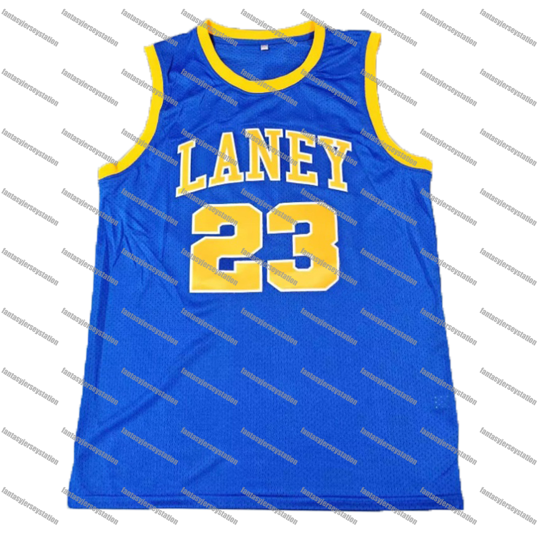 IN STOCK Mens Blue 23 Laney Basketball Jersey, Polyester Knit Fabric, Crew Neck, Loose Fit, Breathable Stretch,Stitched Casual Sports Shirt for Traini