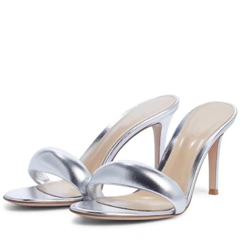 Sexy Stiletto Heel Summer Sandals Simple Style Slippers Party Pumps Gold Sandalias Elegant Sandals For Women Shoes 250322