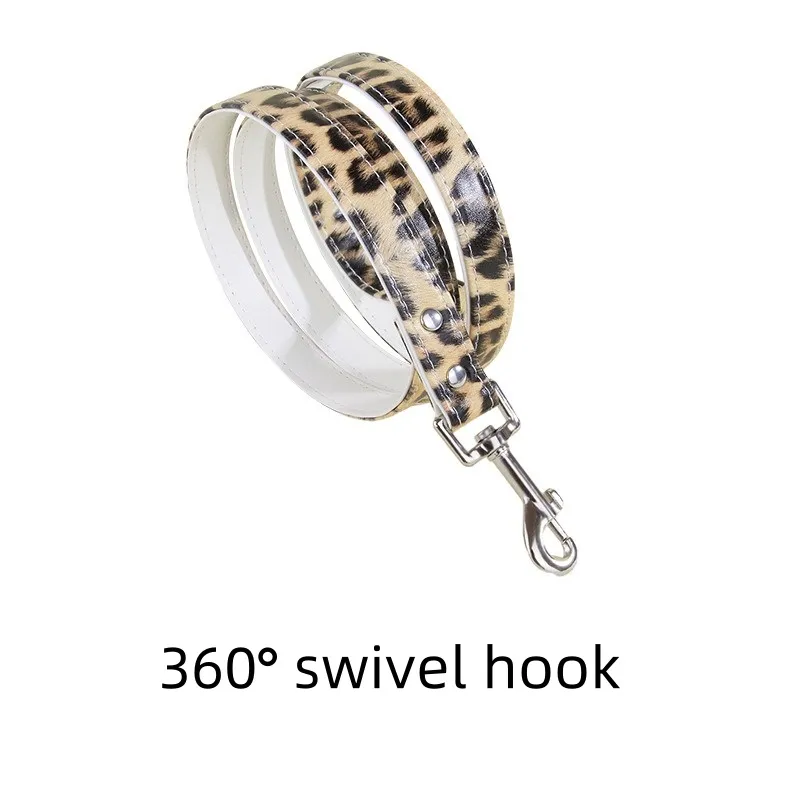 Leopard Print Leather Pet Collar Dog Chest Back Leash Adjustable Fashion Dog Collar Cat Collar Pet Supplies