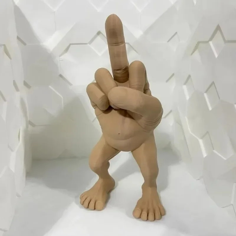 Middle Finger Desktop Decorations 3d Printed Figure with Legs Funny Hand Gesture Resin Creative Ornament Sculpture 250318