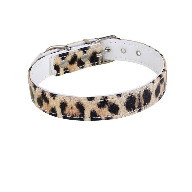 Leopard Print Leather Pet Collar Dog Chest Back Leash Adjustable Fashion Dog Collar Cat Collar Pet Supplies