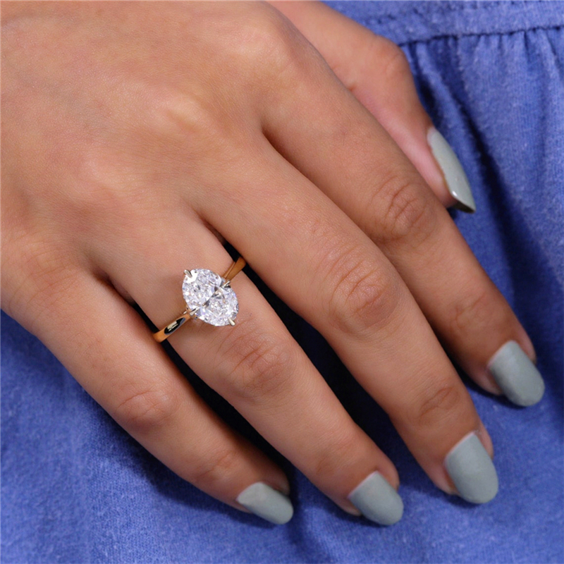 2.50 Ct Oval Diamond Engagement Ring Oval Lab Grown Diamond Ring 18K Yellow Gold CVD Diamond Wedding Ring For Women IGI Certificate
