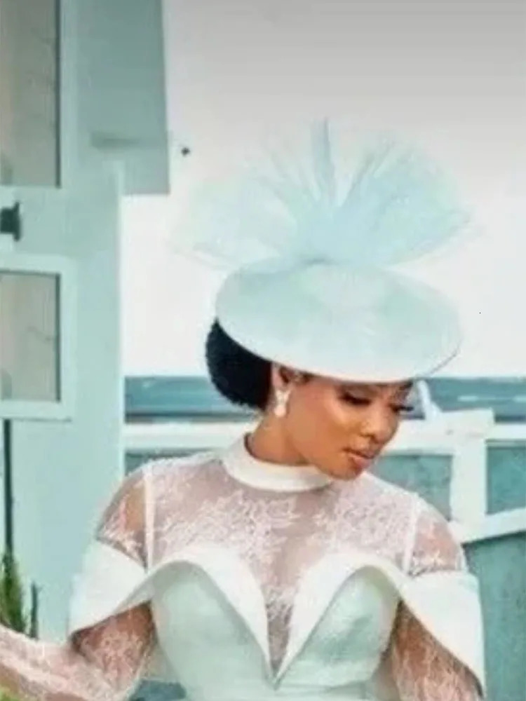 Ivory Big Women Milliery Hats Bride Wedding Mesh Fascinator Hats With Hair Clip Ladies Formal Church Headpiece Cocktail Headwear 250320