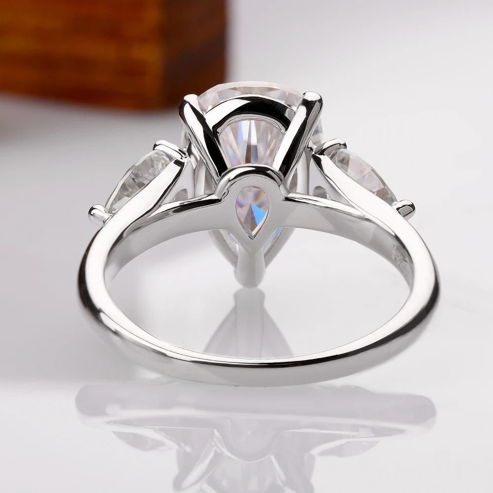 Certified 1/2/3/4CT Pear Cut Full Rings for Women 925 Sterling Silver Waterdrop Diamond Ring Engagement Wedding Band 250311
