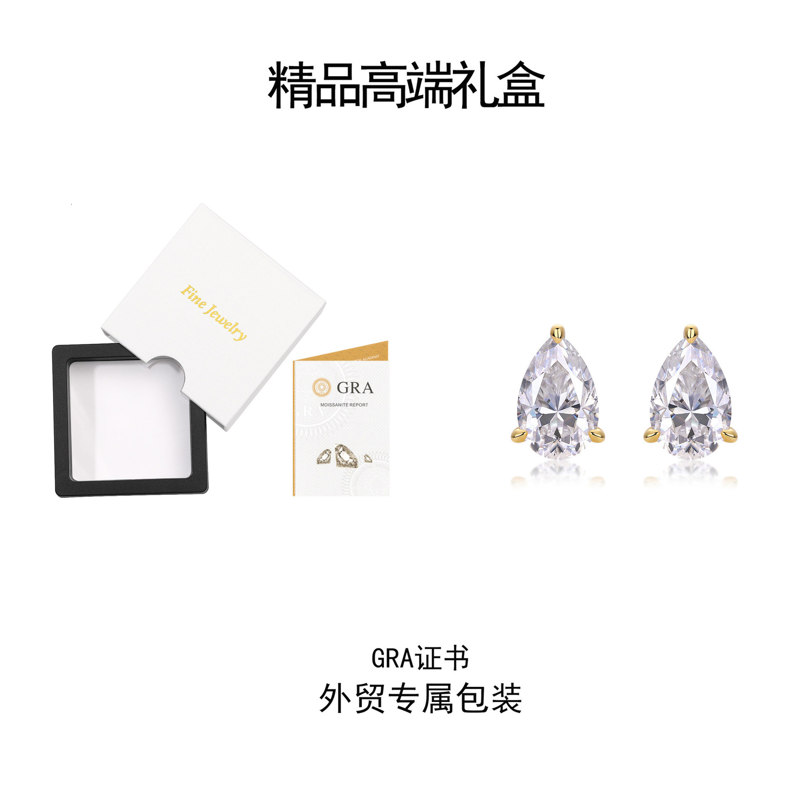 4 Carat Pear Cut Real diamond earrings with certificate 925 sterling silver droplet shaped stud earrings suitable for women 241114