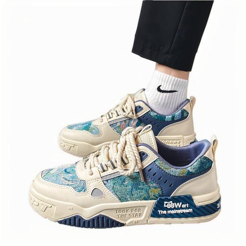 Spring men's shoes new breathable canvas shoes male student trend all match thick sole sports casual shoes Daddy shoes men 2025
