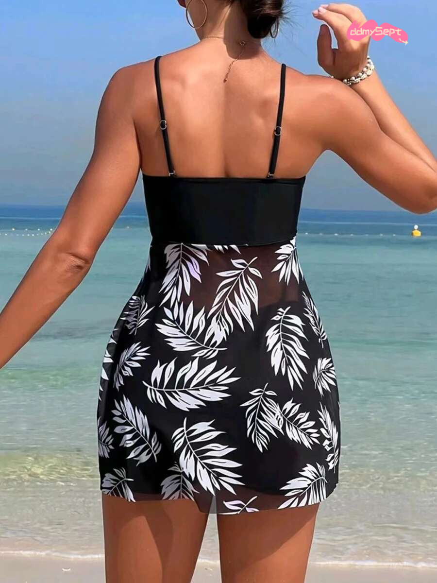 2024 Short Dress Tankini With Shorts Swimsuit Women Swimwear Female Padded Printed Bathing Swim Suit Swimming Beachwear Summer ddmySept
