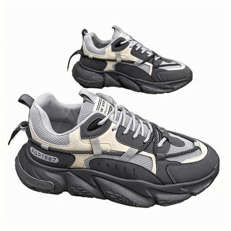 Spring men's shoes new breathable sports shoes men's trend all match platform casual shoes running black fashionable shoes 2025