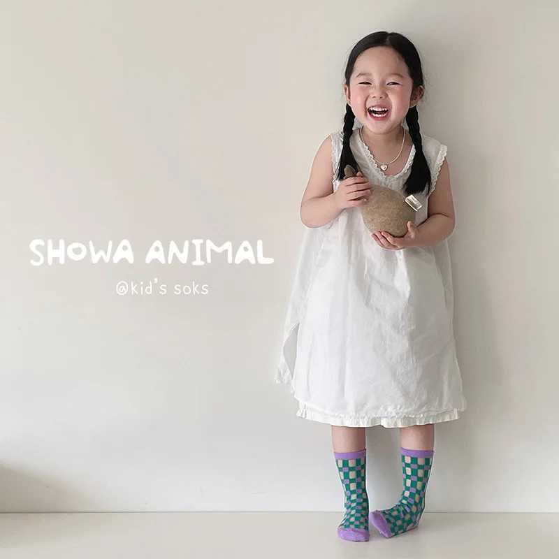 Childrens summer thin mesh socks calf length childrens socks boys geometric patterns crew socks X2503221