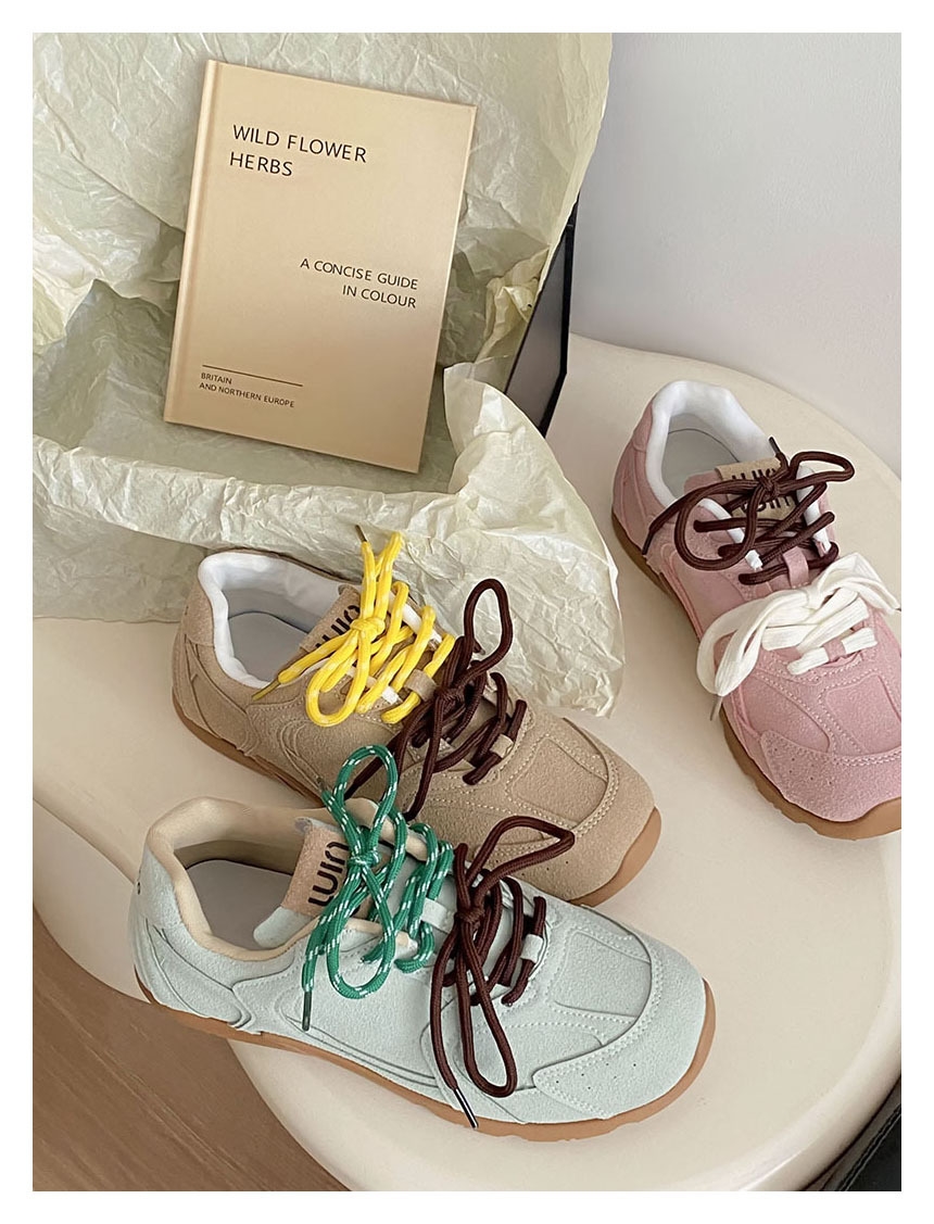 Women's casual retro internet-famous casual shoes New style Color-blocked Niche Irregular shoelaces Versatile sports shoes
