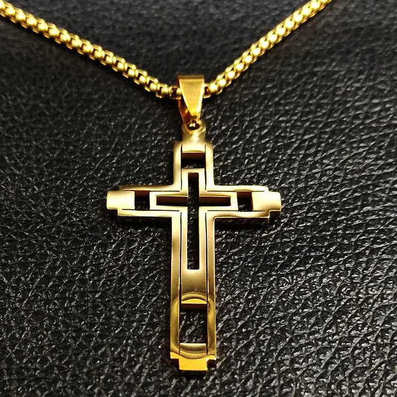 2023 New Cross Stainless Steel Necklace Mens Gold Necklace Mens Chain Alloy Necklace Fashion Jewelry Customized Mens NecklaceXJ250322