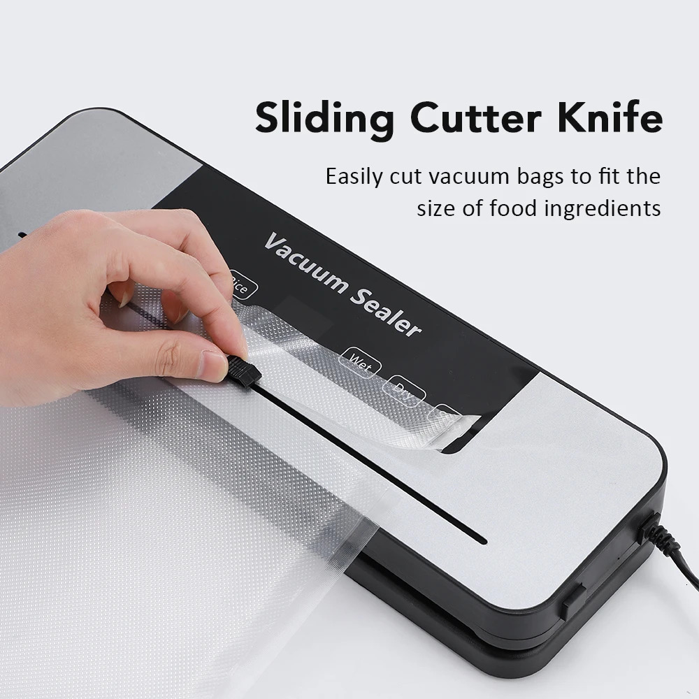 2 in 1 Vacuum Sealer Machine Dry Wet Food Packaging Machine Kitchen Food Storage Sealing Machine Built-in Cutter Vacuum Packer 250314