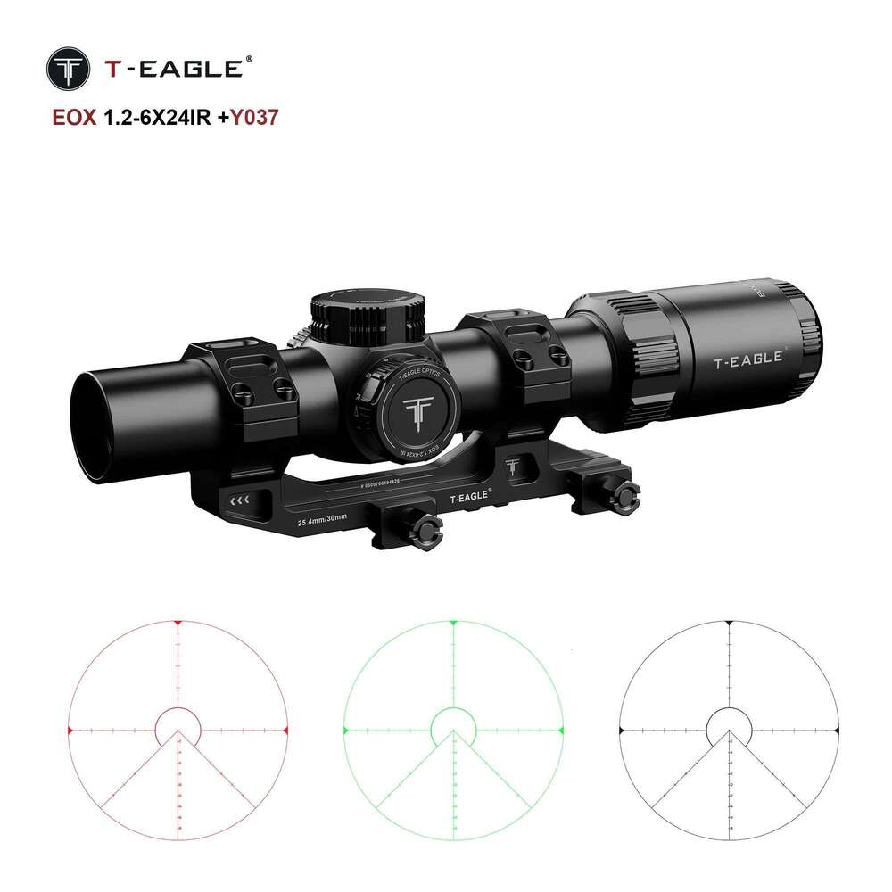 T-EAGLE EOX 1.2-6X24IR Tactical Short LPVO Rifle Scope For Hunting 1/4 MOA Caza Riflescope With Illuminated Airsoft Sight .223