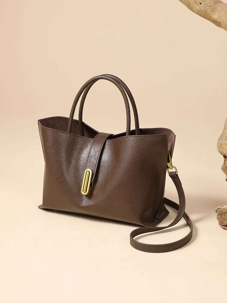 Cowhide Genuine Leather Handbags Women Vintage Shoulder Female Bucket Bag High Quality 2025 Crossbody Bag