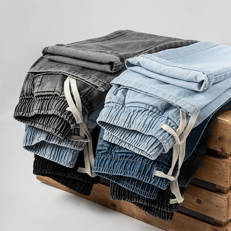 highquality cotton mens brushed loose casual durable straight leg jeans SXXXL number 250322