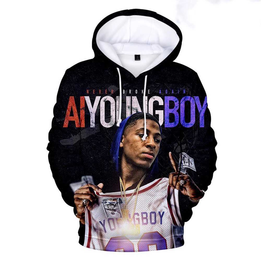 Rap singer YoungBoy 3D printed hoodie mens hip-hop super big hoodie fashion zipper hoodie sportswear Tracksuits mens clothingXJ250322