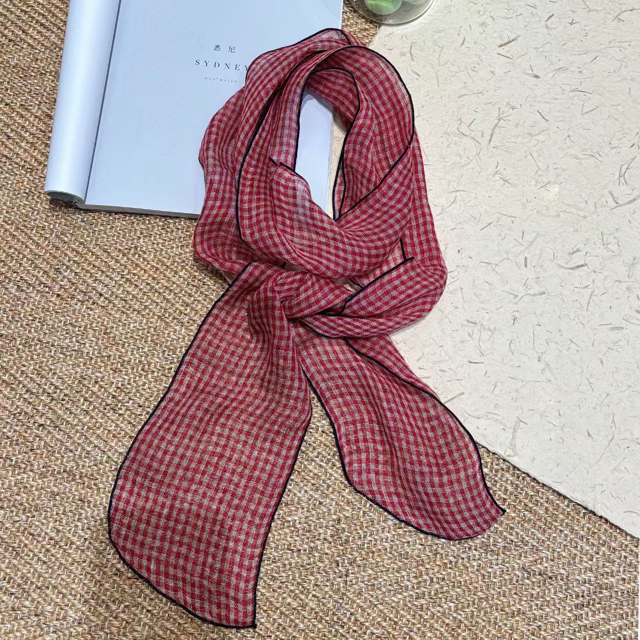 T335 Spring and Summer Japanese and Korean Linen Pastoral Style Scarf Forest Series Long Silk Scarf Artistic Retro Style Neck Scarf