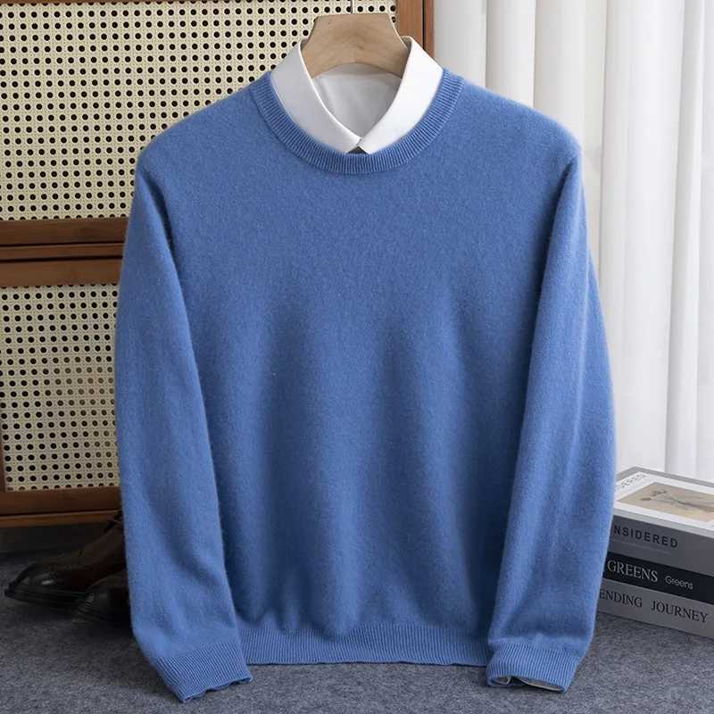 Home>Products>Mens O-neck long sleeved floral spring and autumn new Merino wool sweater solid soft knitted casual top W250322