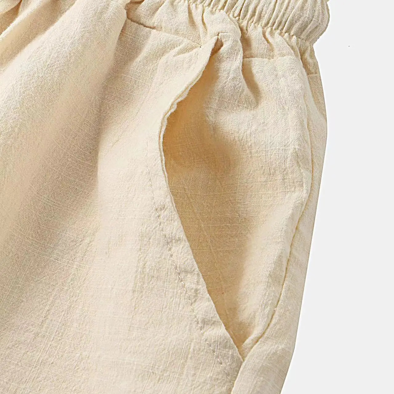 Cotton linen mens suit summer casual loose single chest mens short sleeved 2-piece set solid beach dress 250318