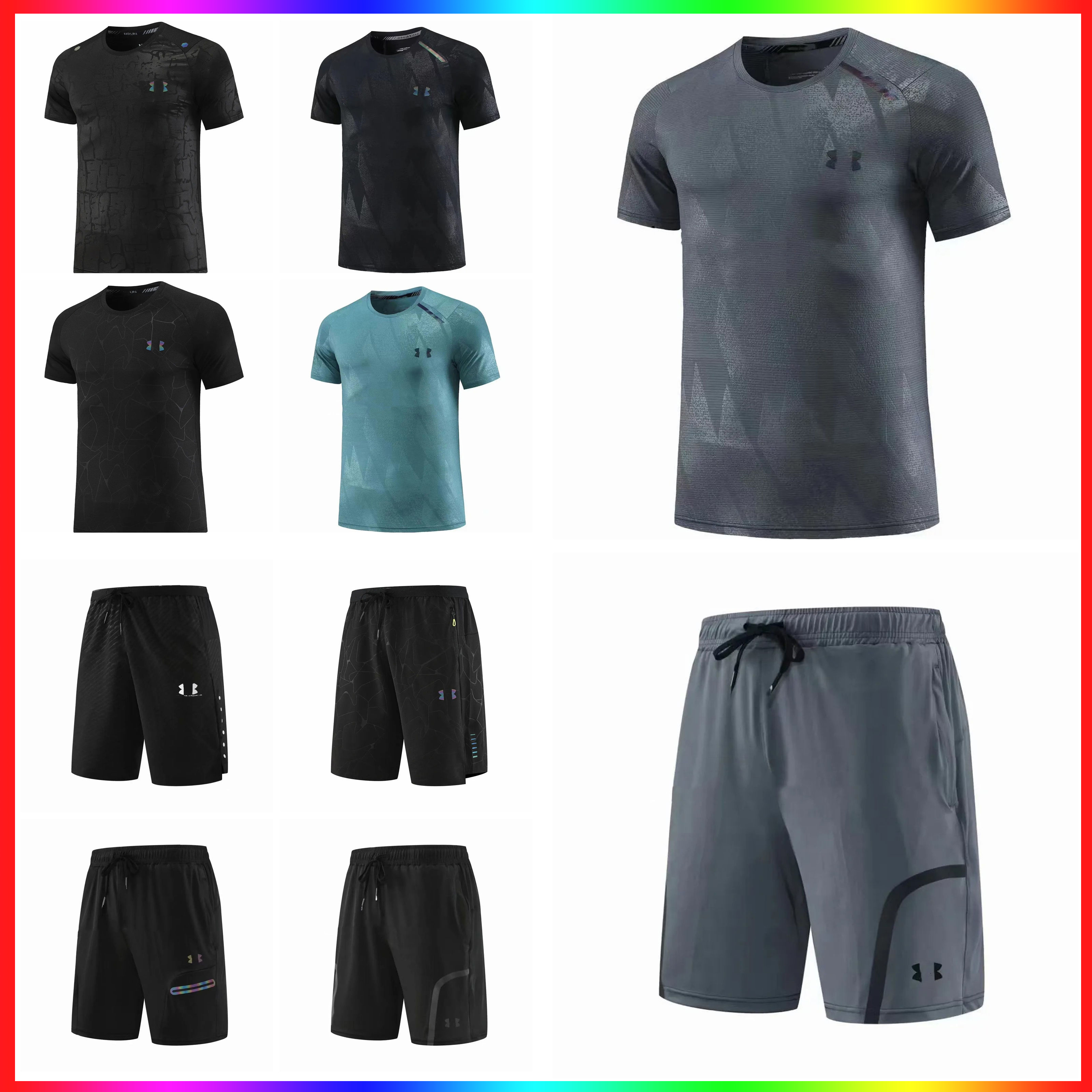 Free Shipping Designer mens womens Summer Training Suits Shorts & Tee Set with Moisture-Wicking Graphic Print for Running & Gym Sessions
