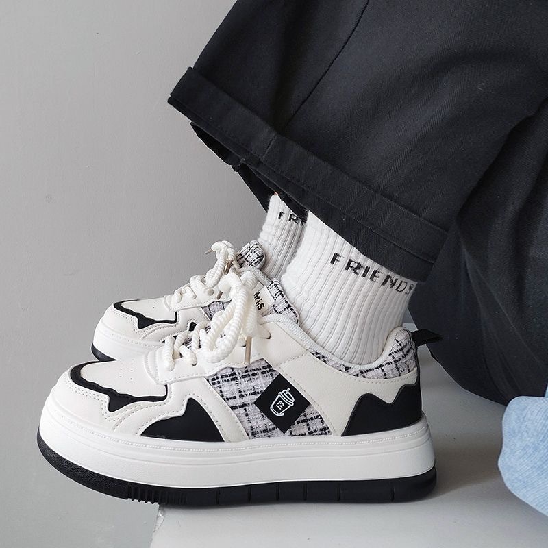 Dopamine girls shoes Black canvas shoes Student everything sports casual small white shoes platform shoes