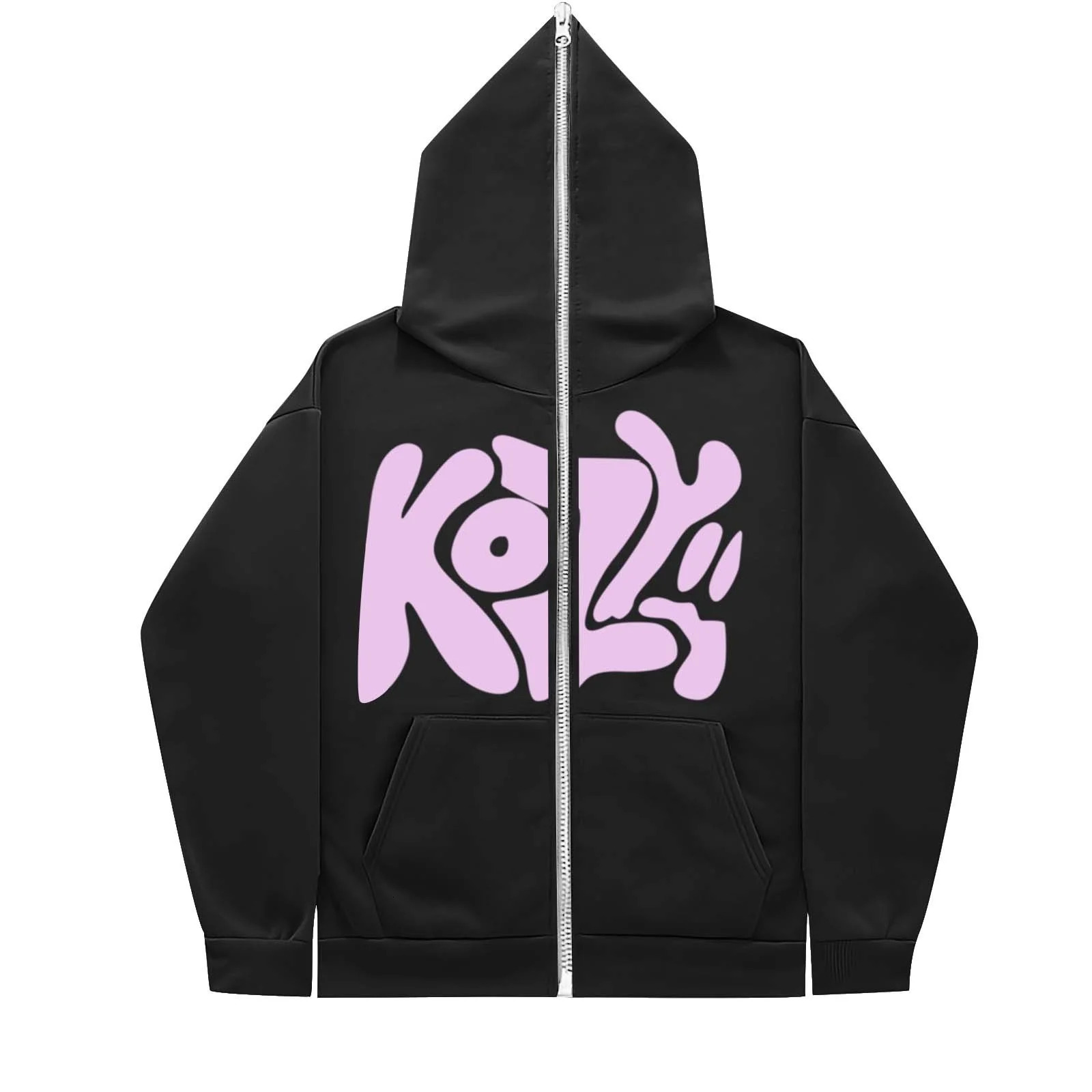 2024 Product KOZY Alphabet Printed Zipper Hoodie Pattern Casual Coat 250322