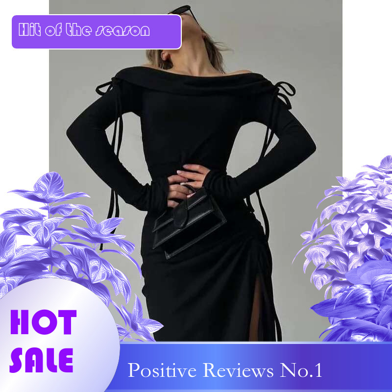 Dongdumaoyi Nieuwe Sexy Bustier One Shoulder Klokmouwen Patchwork Trekkoord Steekjurk C