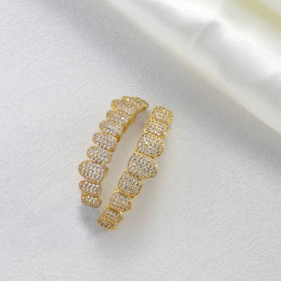 Hip Hop Copper Embedded Zirconia Full Drill Tooth Cover Jewelry Accory 10 Tooth HIPHOP Diamond Inlaid Dental JewelryXJ250322