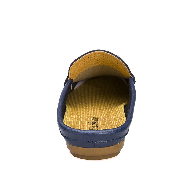 Fashion Men Half Loafers Genuine Leather Slippers Loafer Slides Breathable Mules for Man Outdoor Lightweight Half Shoes 250321