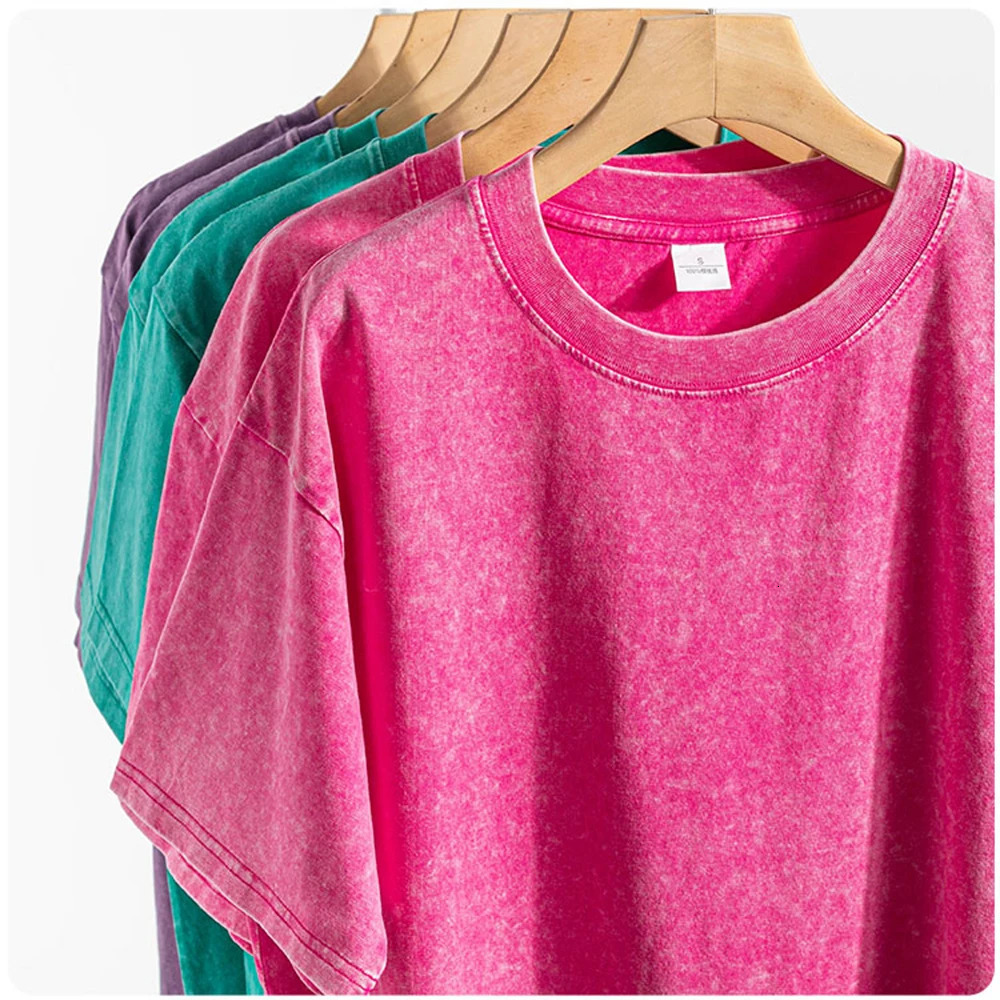 Summer washing Tshirt for women loose cotton Oneck oversized men American Y2k top hiphop retro short sleeved y250322