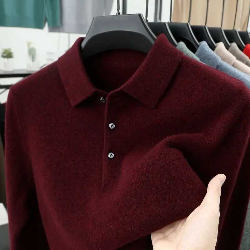 Smart Casual Autumn Winter Sweater Mens Solid Collar Button Simple Fashion Luxury Long Sleeve Floral Knitted Top W250322 - view 4