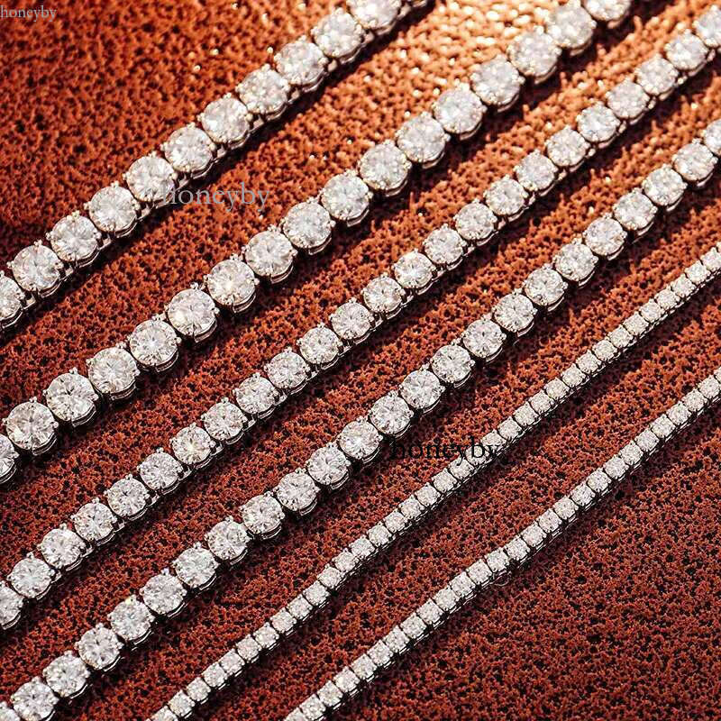 2- 6mm 100% Sterg Sier Moissanite Tennis Chain Trendy White Women's Necklace with k Wholesale