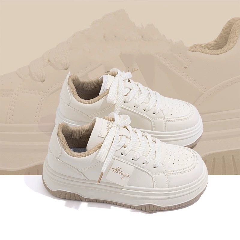 Spring and summer new thick soled round head board shoes light and breathable good with small white shoes to wear casual sports single shoes 2025