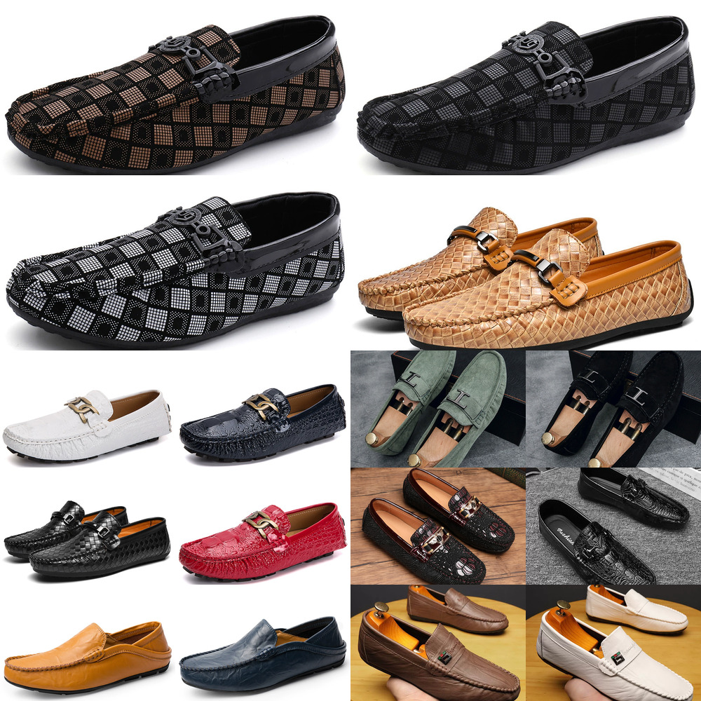 Men's High-quality Leather Loafers Men's Casual Shoes Designer Leather Slip Flat Shoes Anti Slip Leather Suede Sandals New 2025 Slip Vacatio